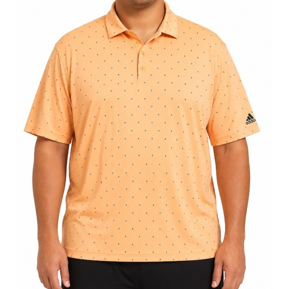 Adidas Primegreen Golf Polo Shirt Men 2XL Orange Printed Stretch Performance